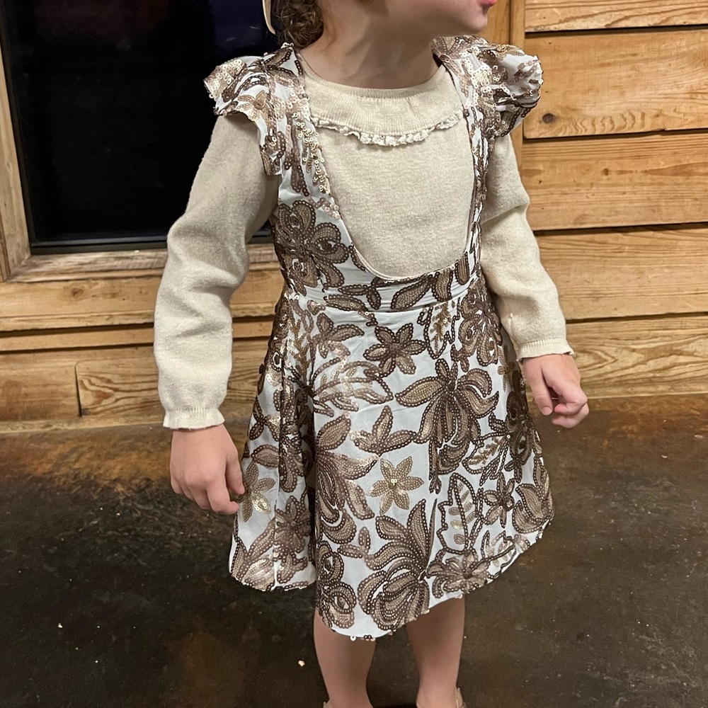 Sequin Criss Cross Apron Dress - 3t - great condition